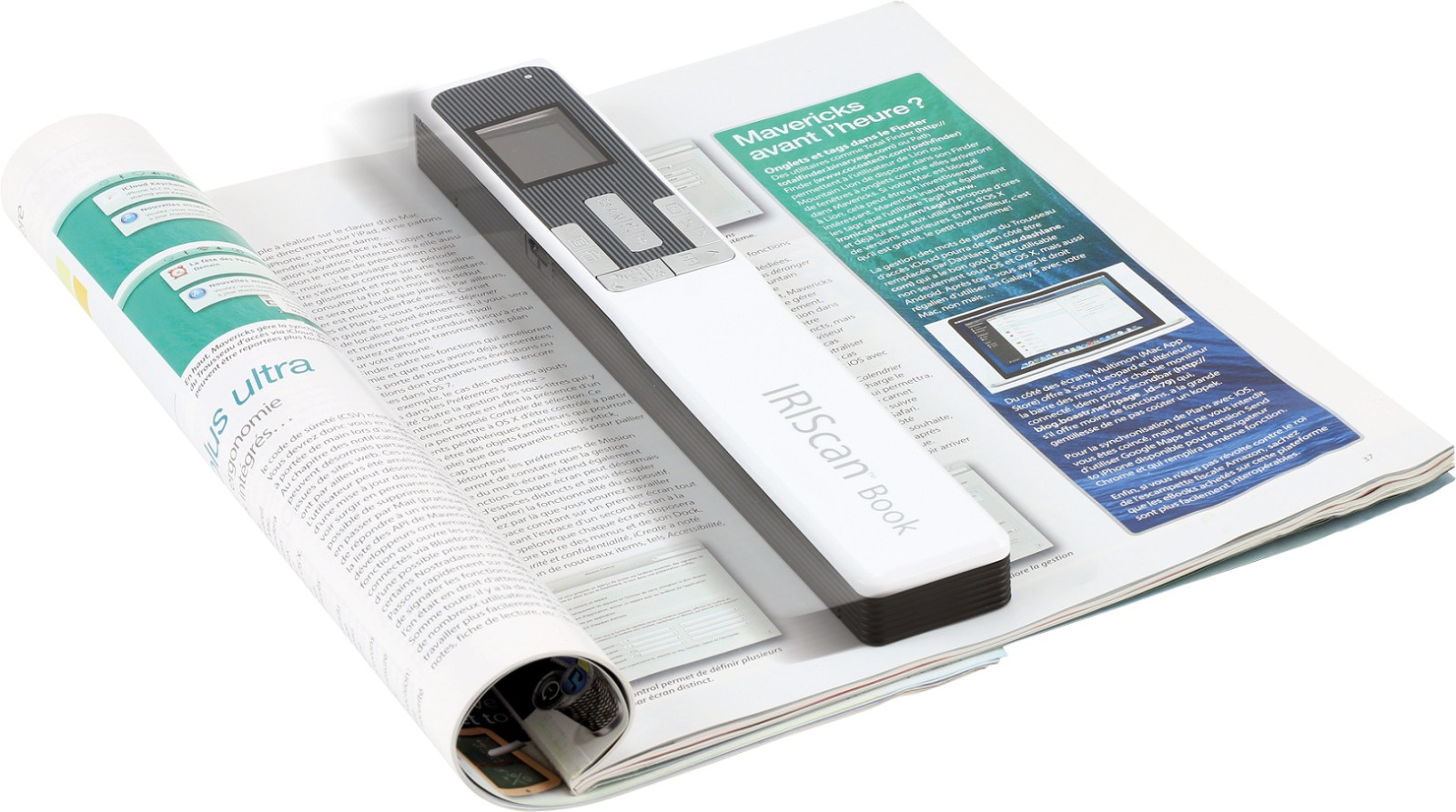 IRIScan Book 5 White skener, A4, prenosný, farebný, 1200 dpi, s batériou, USB, micro SD, 1,5" display, biely