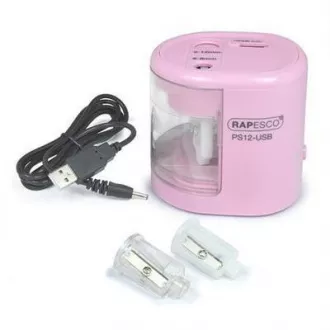 Orezávatko elektrické Rapesco PS12 2 otvory ružové USB kábel Orezávatko elektrické Rapesco PS12 2 otvory ružové USB kábel