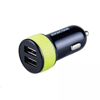 AVACOM nabíjačka do auta s dvoma USB výstupmi 5V/1A - 3, 1A, čierno-zelená farba