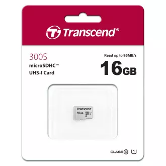 TRANSCEND MicroSDHC karta 16GB 300S, UHS-I U1, bez adaptéra