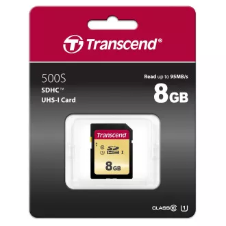 TRANSCEND SDHC karta 8GB 500S, UHS-I U1 (R:95/W:60 MB/s) TRANSCEND SDHC karta 8GB 500S, UHS-I U1 (R:95/W:60 MB/s)