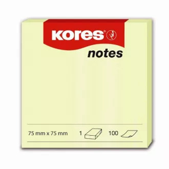 Bloček samolepiaci 75x75mm žltý 100 listov Kores Bloček samolepiaci 75x75mm žltý 100 listov Kores