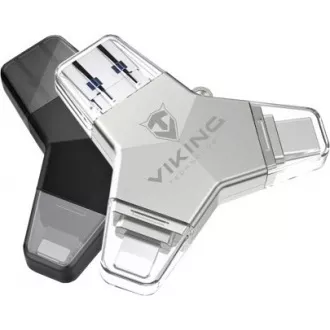 Viking USB Flash disk 3.0 4v1 s koncovkou Lightning/Micro USB/USB/USB-C, 32 GB, čierna