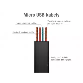 AVACOM MIC-120K kábel USB - Micro USB, 120cm, čierna