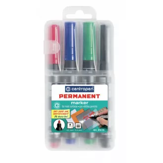 Popisovač Centropen 8510/4 permanent 4 farby valcový hrot 2,5mm Popisovač Centropen 8510/4 permanent 4 farby valcový hrot 2,5mm