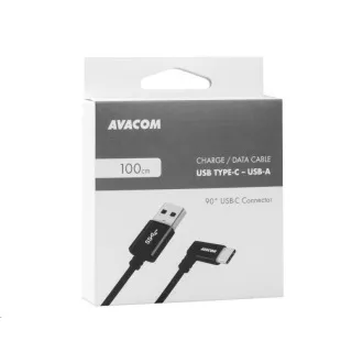 Dátový a nabíjací kábel USB - USB Type-C, 100cm, konektor v uhle 90 °, čierny Dátový a nabíjací kábel USB - USB Type-C, 100cm, konektor v uhle 90 °, čierny