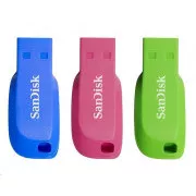 SanDisk Flash Disk 16GB Cruzer Blade (3-pack, 3x 16GB) USB 2.0, modrá, zelená, ružová