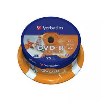 VERBATIM DVD-R(25-Pack)Spindle/Inkjet Printable/16x/4.7GB