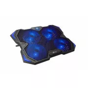 C-TECH chladiaca podložka pod NTB Zefyros (GCP-01B), casual gaming, 17, 3", modré podsvietenie, regulácia otáčok