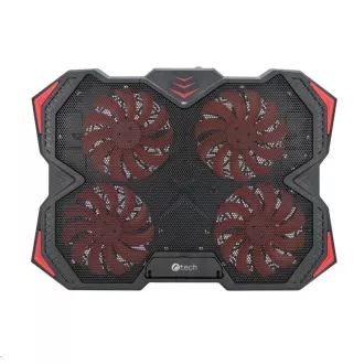 C-TECH chladiaca podložka pod NTB Zefyros (GCP-01R), casual gaming, 17, 3", červené podsvietenie, regulácia otáčok