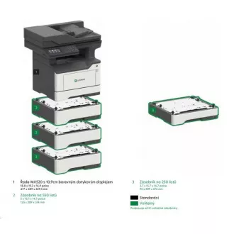 LEXMARK Multifunkčná ČB tlačiareň MX521ade, A4, 44ppm, 1024MB, farebný LCD displej, duplex, RADF, USB 2.0, LAN,