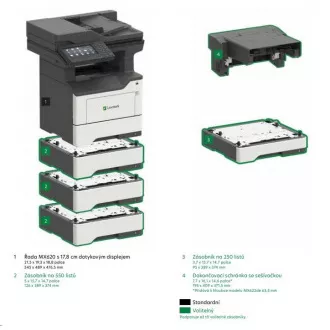 LEXMARK Multifunkčná ČB tlačiareň MX622adhe, A4, 47ppm, 2048MB, farebný LCD displej, duplex, DADF, USB 2.0, LAN,