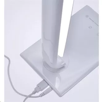 Solight LED stolná lampička stmievateľná, 12W, voľba teploty svetla, USB, biely lesk