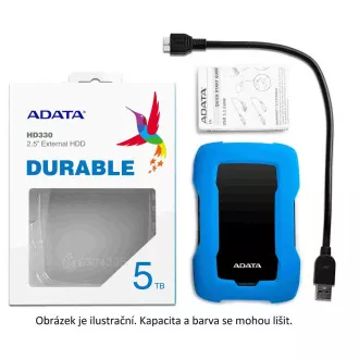 ADATA Externý HDD 1TB 2,5" USB 3.1 HD330, RED COLOR BOX, červený (gumový, nárazu odolný)