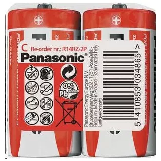 PANASONIC Zinkouhlíkové batérie Red Zinc R14RZ/2P C 1, 5V (shrink 2ks)