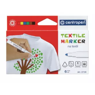 Značkovač Centropen 2739/6 na textil 6 farieb valcový hrot 3,5mm Značkovač Centropen 2739/6 na textil 6 farieb valcový hrot 3,5mm