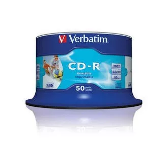 VERBATIM CD-R(50-Pack)Spindle/Inkjet Printable/52x/700MB / Non ID Branded