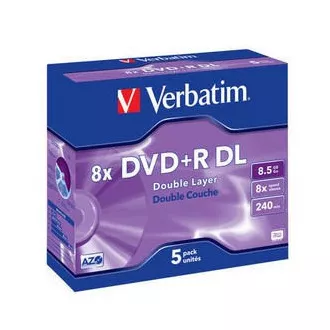 VERBATIM DVD+R(5-bal)DoubleLayer/Jewel/8x/8, 5GB