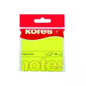 Bloček samolepiaci 75x75mm žltý neón 100 listov Kores Bloček samolepiaci 75x75mm žltý neón 100 listov Kores