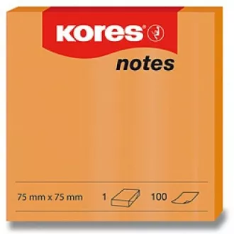 Bloček samolepiaci 75x75mm oranžový neón 100 listov Kores Bloček samolepiaci 75x75mm oranžový neón 100 listov Kores