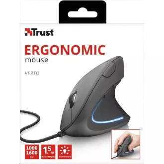 TRUST Myš Verto ergonomic mouse USB, black (čierna)