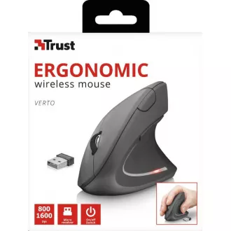 TRUST Myš Verto wireless ergonomic mouse USB, čierna (čierna) TRUST Myš Verto wireless ergonomic mouse USB, čierna (čierna)