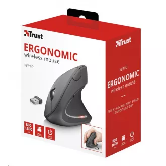 TRUST Myš Verto wireless ergonomic mouse USB, čierna (čierna) TRUST Myš Verto wireless ergonomic mouse USB, čierna (čierna)