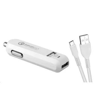 AVACOM CarMAX 2 nabíjačka do auta 2x Qualcomm Quick Charge 2.0, biela farba (micro USB kábel)