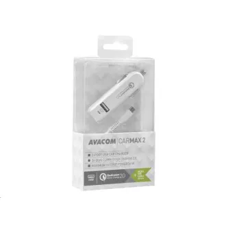 AVACOM CarMAX 2 nabíjačka do auta 2x Qualcomm Quick Charge 2.0, biela farba (micro USB kábel)