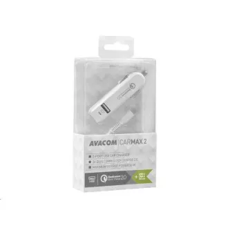 AVACOM CarMAX 2 nabíjačka do auta 2x Qualcomm Quick Charge 2.0, biela farba (USB-C kábel)