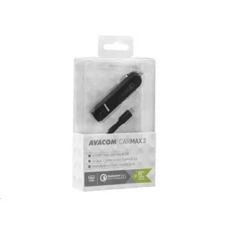 AVACOM CarMAX 2 nabíjačka do auta 2x Qualcomm Quick Charge 2.0, čierna farba (micro USB kábel)