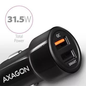 AXAGON PWC-QC5, QUICK a SMART nabíjačka do auta, 2x port QC3.0/AFC/FCP + 5V-2.6A, 31.5W