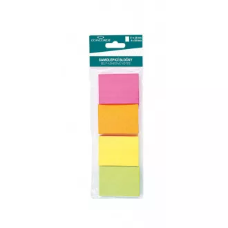 Bloček samolepiaci 51x38mm 5 neón farieb 4x50 listov Concorde
