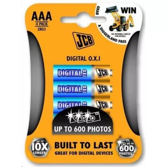 JCB OXI DIGITAL alkalická batéria LR03, blister 4 ks