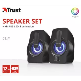 TRUST Gemi RGB 2.0 Speaker Set - čierny