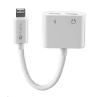 4smarts adaptér Lightning / 2x Lightning audio a dobíjací konektor, biela 4smarts adaptér Lightning / 2x Lightning audio a dobíjací konektor, biela