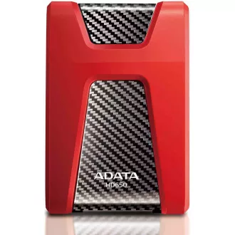 ADATA Externý HDD 1TB USB 3.1 DashDrive Durable HD650, červený (gumový, nárazu odolný)