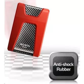 ADATA Externý HDD 1TB USB 3.1 DashDrive Durable HD650, červený (gumový, nárazu odolný)