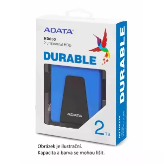 ADATA Externý HDD 1TB 2,5" USB 3.1 DashDrive Durable HD650, červený (gumový, nárazu odolný)