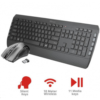 TRUST set klávesnica + myš Tecla-2 Wireless Multimedia Keyboard with mouse SK/SK