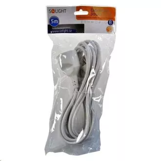 Solight predlžovací prívod - spojka, 1 zásuvka, 5m, 3 x 1mm2, biela Solight predlžovací prívod - spojka, 1 zásuvka, 5m, 3 x 1mm2, biela