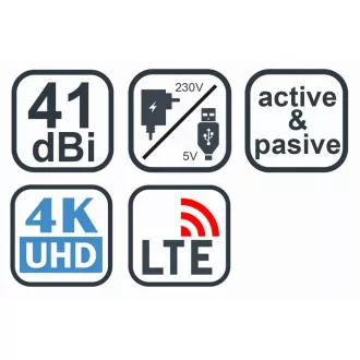 EVOLVEO Xany 2C LTE 230/5V, aktívna izbová anténa FM/DAB+/DVB-T/T2, filter LTE