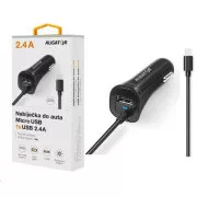 Aligator nabíjačka do auta Turbo charge, 12/24 V, 2, 4 A, microUSB, 1x USB výstup, čierna