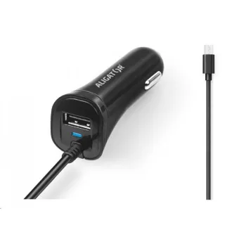 Aligator nabíjačka do auta Turbo charge, 12/24 V, 2, 4 A, microUSB, 1x USB výstup, čierna
