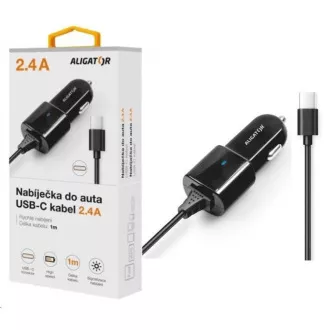 Aligator nabíjačka do auta Turbo charge, 12/24 V, 2, 4 A, USB-C, čierna