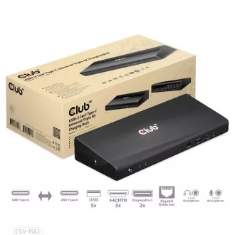 Club3D Dokovacia stanica USB-C 13v1, 2xDP, 3xHDMI, 1xUSB-C, 5xUSB, 1xRJ45, 1x3.5mm, čierna