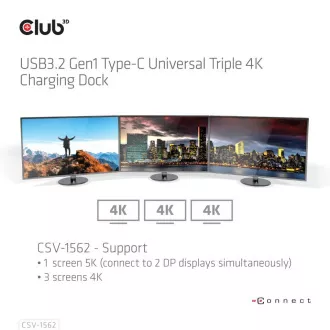 Club3D Dokovacia stanica USB-C 13v1, 2xDP, 3xHDMI, 1xUSB-C, 5xUSB, 1xRJ45, 1x3.5mm, čierna