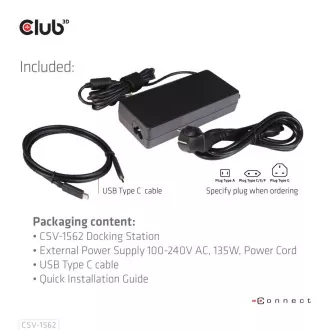 Club3D Dokovacia stanica USB-C 13v1, 2xDP, 3xHDMI, 1xUSB-C, 5xUSB, 1xRJ45, 1x3.5mm, čierna
