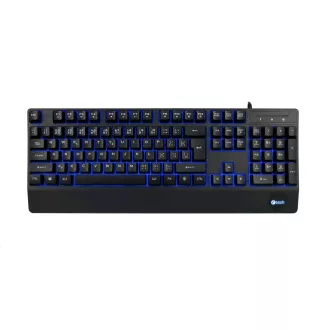 C-TECH Klávesnica KB-104BK, USB, 3 farby podsvietenia, čierna, CZ/SK