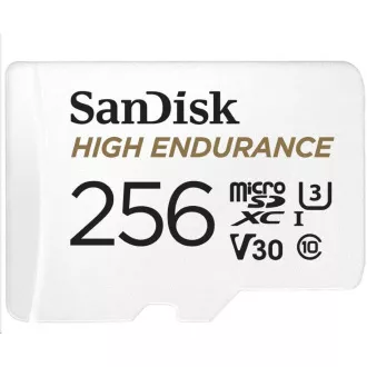 SanDisk MicroSDXC karta 256GB High Endurance (R: 100/W: 40 MB/s, Class 10, U3 V30) + adaptér
